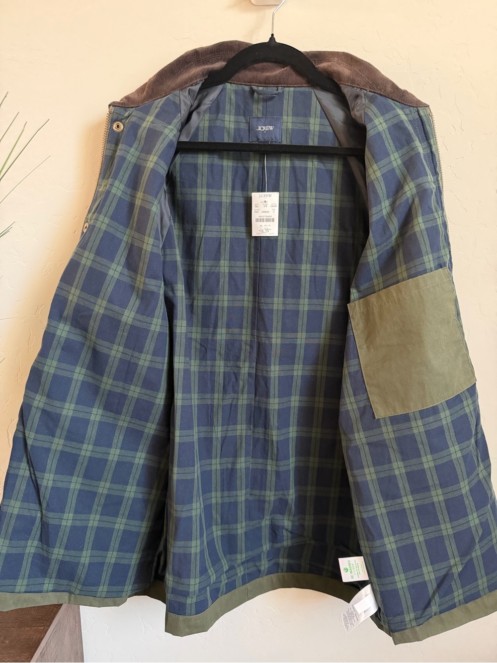 J.Crew Factory Heritage Barn Jacket Olive Cord Collar Men’s S NWT - Picture 3 of 6